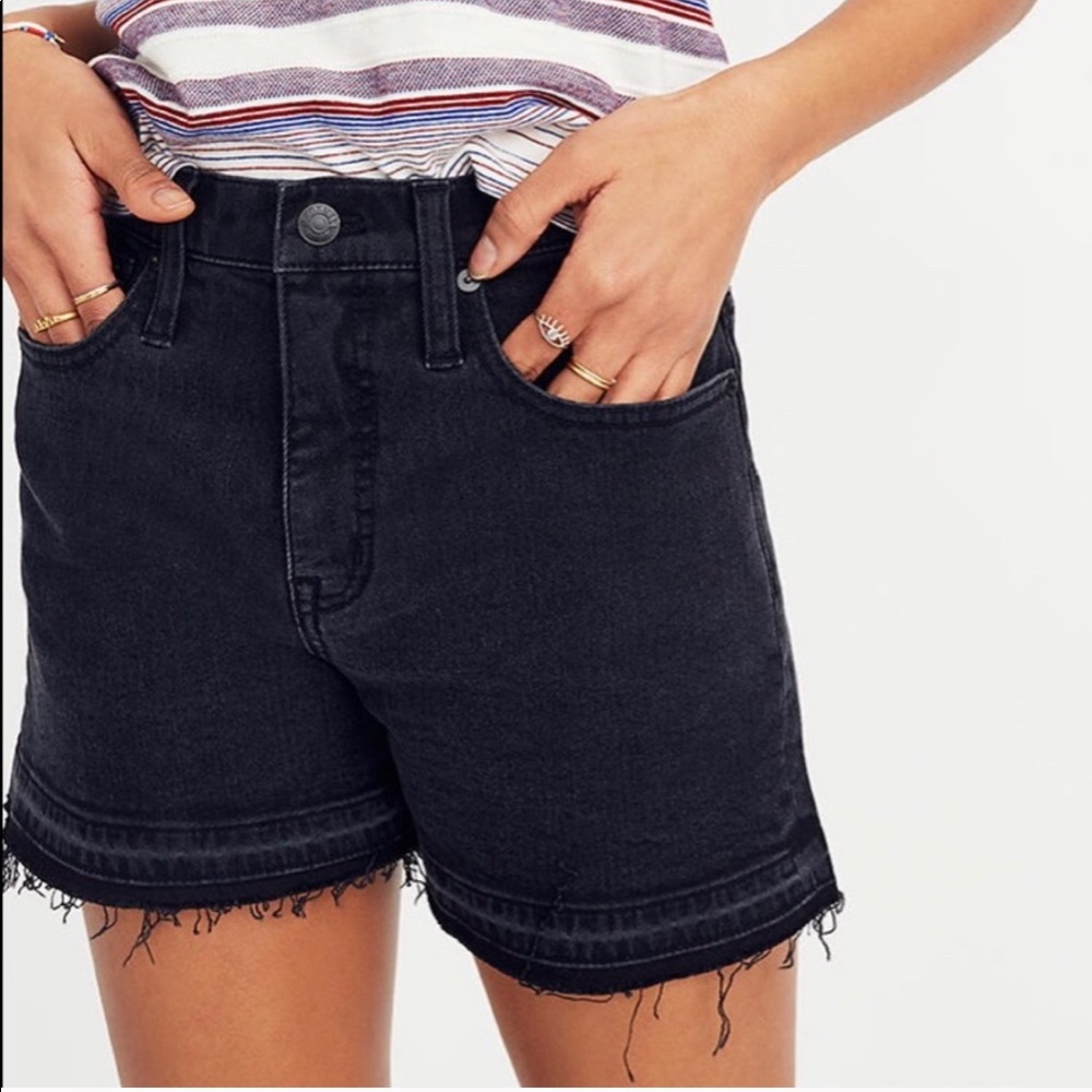 Madewell Black High Rise Raw Hem Shorts